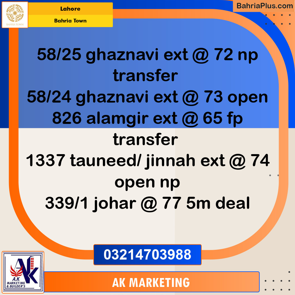 Residential Plot for Sale in Bahria Town, Lahore - (BP-250134)