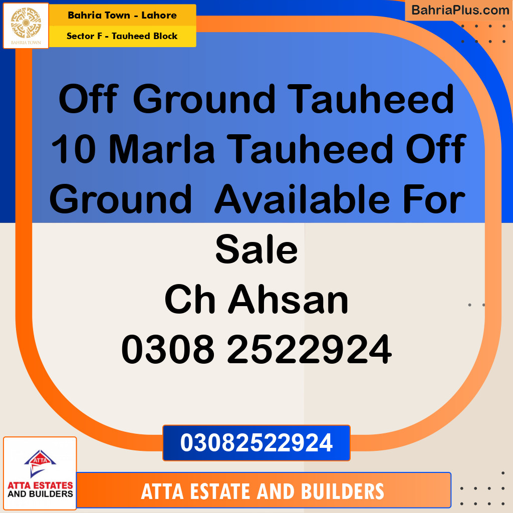 10 Marla Residential Plot for Sale in Sector F - Tauheed Block -  Bahria Town, Lahore - (BP-250143)