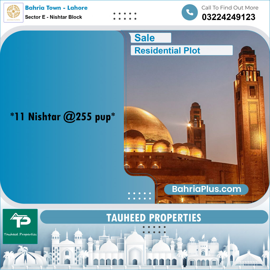 1 Kanal Residential Plot for Sale in Sector E - Nishtar Block -  Bahria Town, Lahore - (BP-250201)