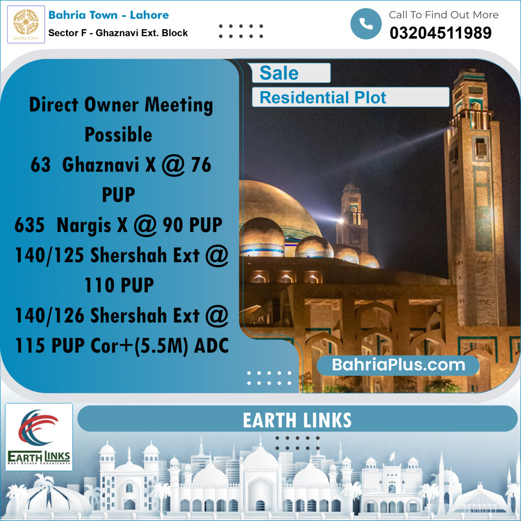 5 Marla Residential Plot for Sale in Sector F - Ghaznavi Ext. Block -  Bahria Town, Lahore - (BP-250207)