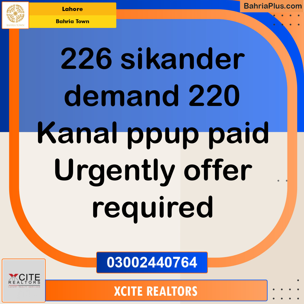 Residential Plot for Sale in Bahria Town, Lahore - (BP-250214)