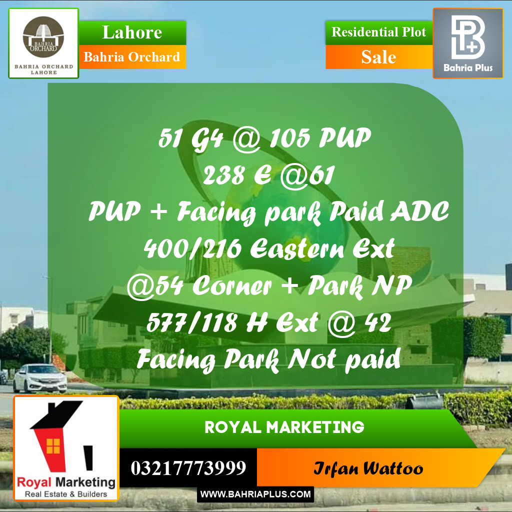 Residential Plot for Sale in Bahria Orchard, Lahore - (BP-250253)