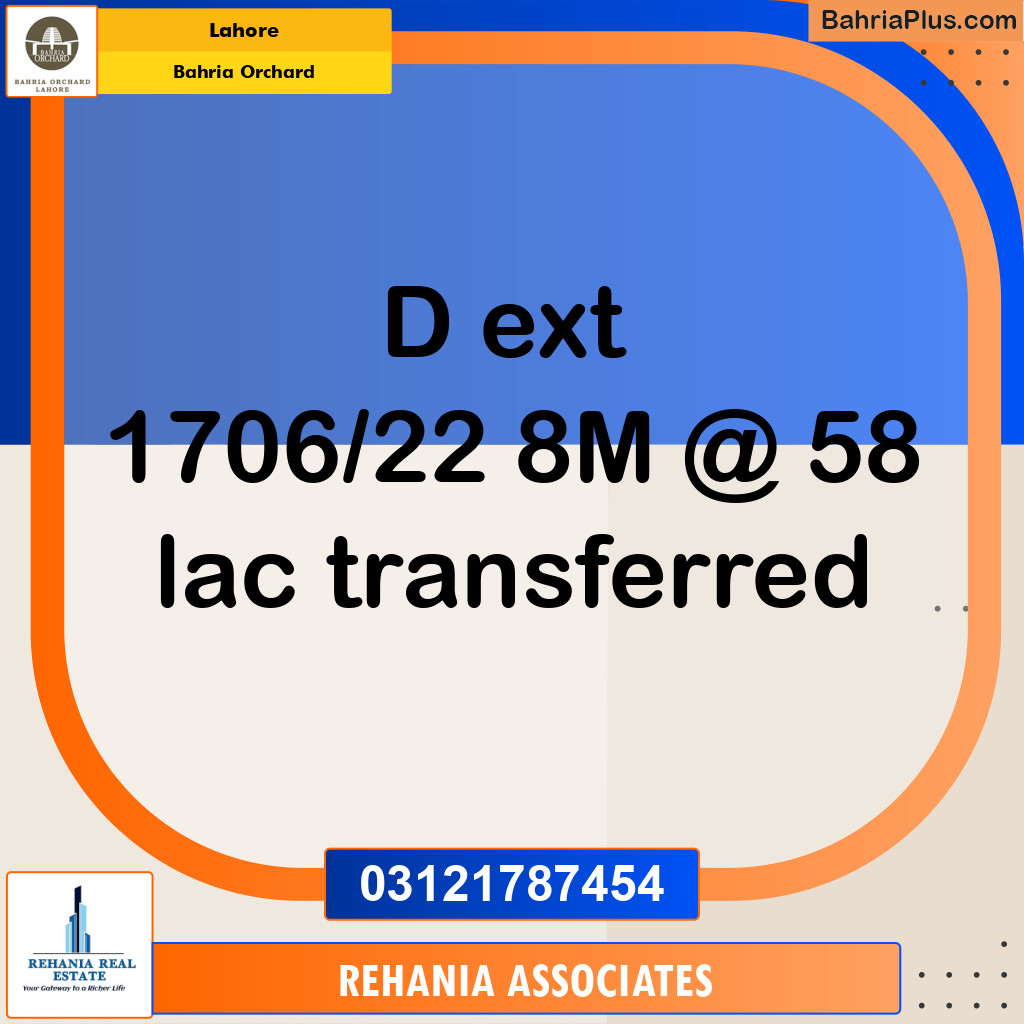 Residential Plot for Sale in Bahria Orchard, Lahore - (BP-250320)