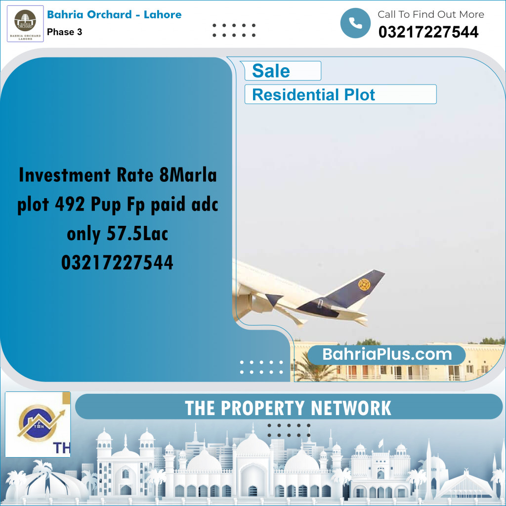 8 Marla Residential Plot for Sale in Phase 3 -  Bahria Orchard, Lahore - (BP-250331)