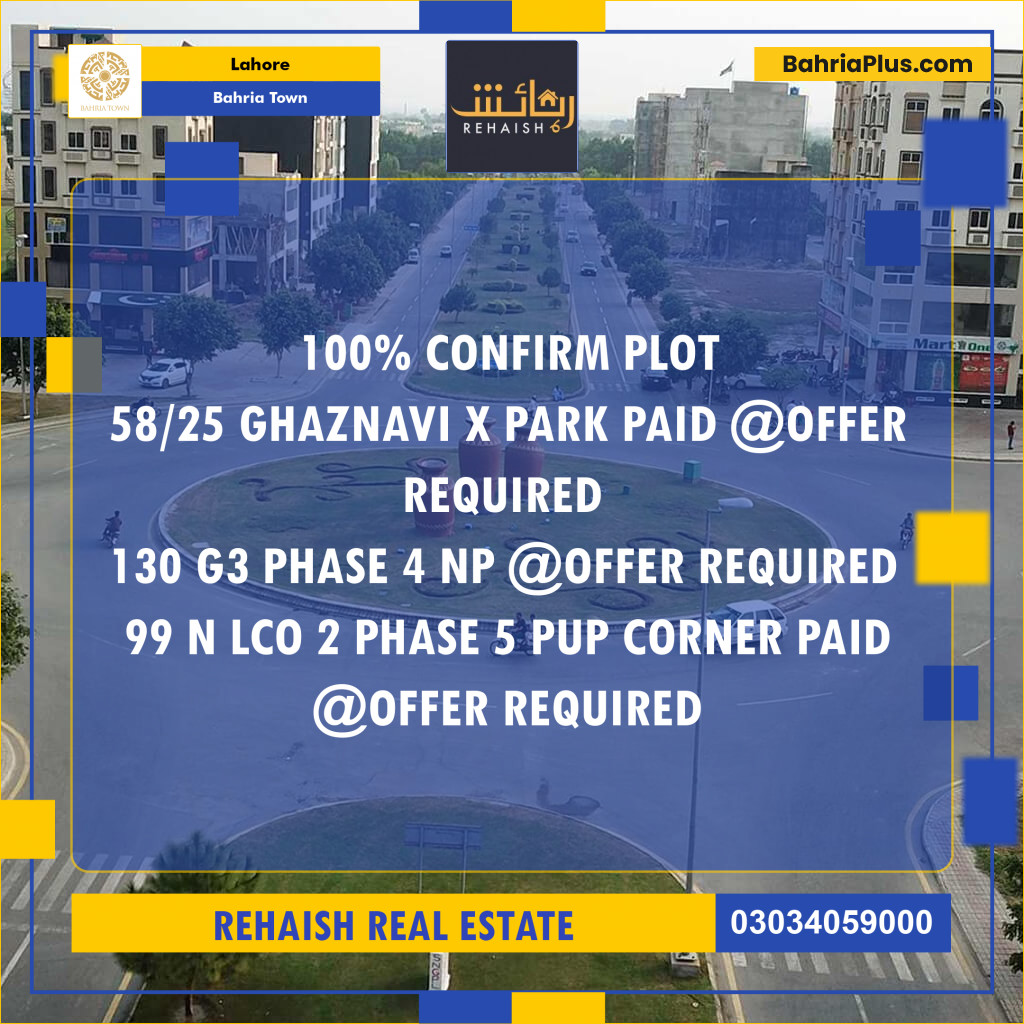 Residential Plot for Sale in Bahria Town, Lahore - (BP-250430)