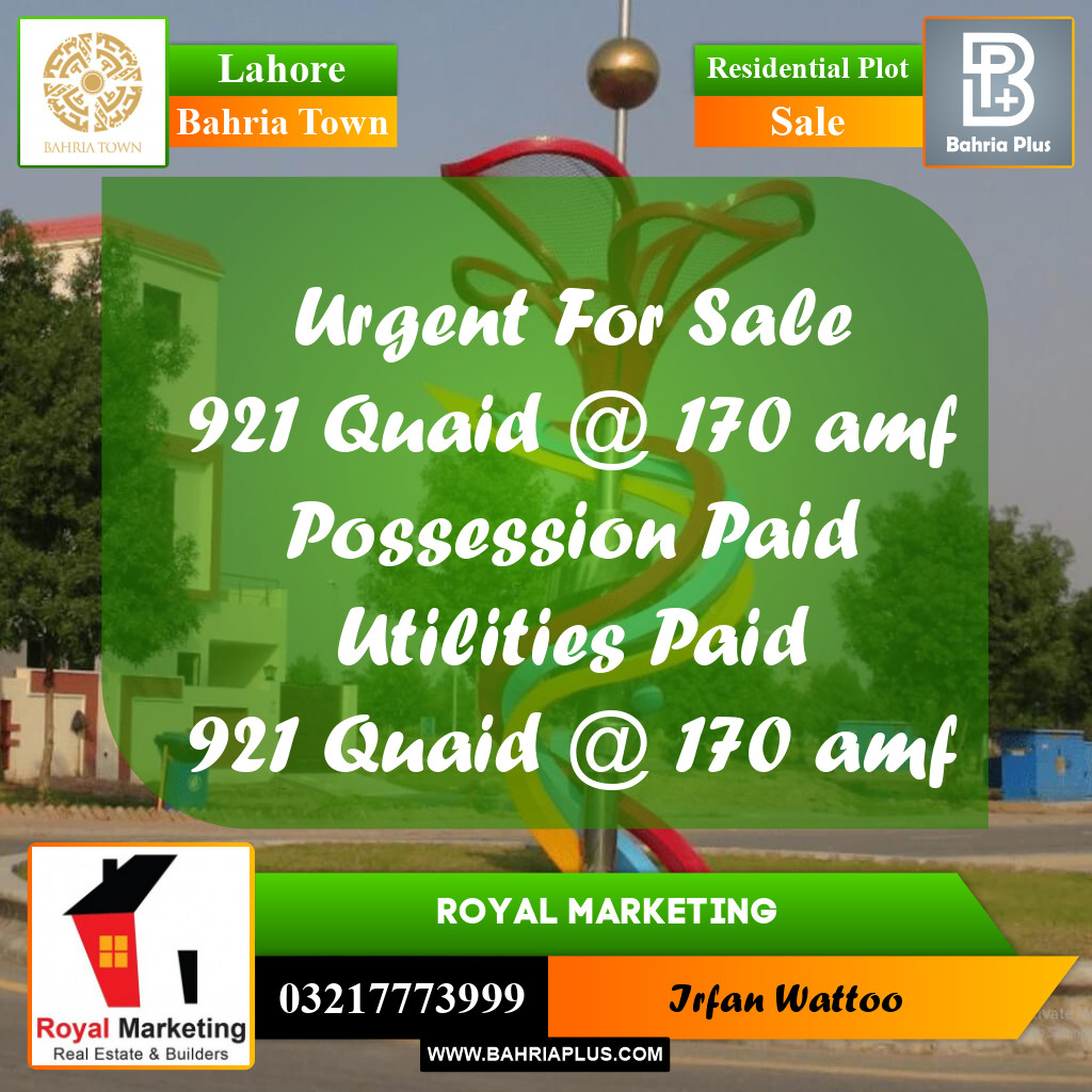 Residential Plot for Sale in Bahria Town, Lahore - (BP-250455)