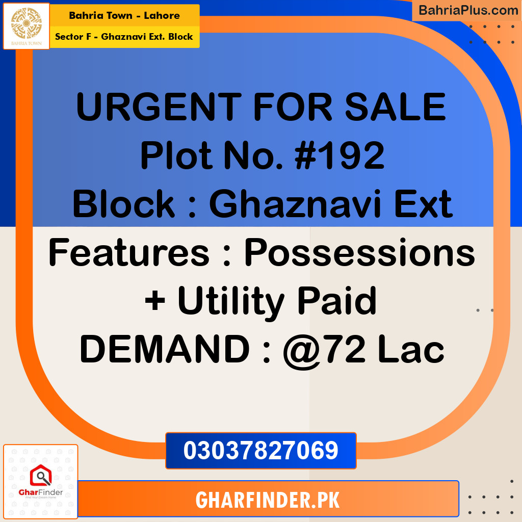 5 Marla Residential Plot for Sale in Sector F - Ghaznavi Ext. Block -  Bahria Town, Lahore - (BP-250487)