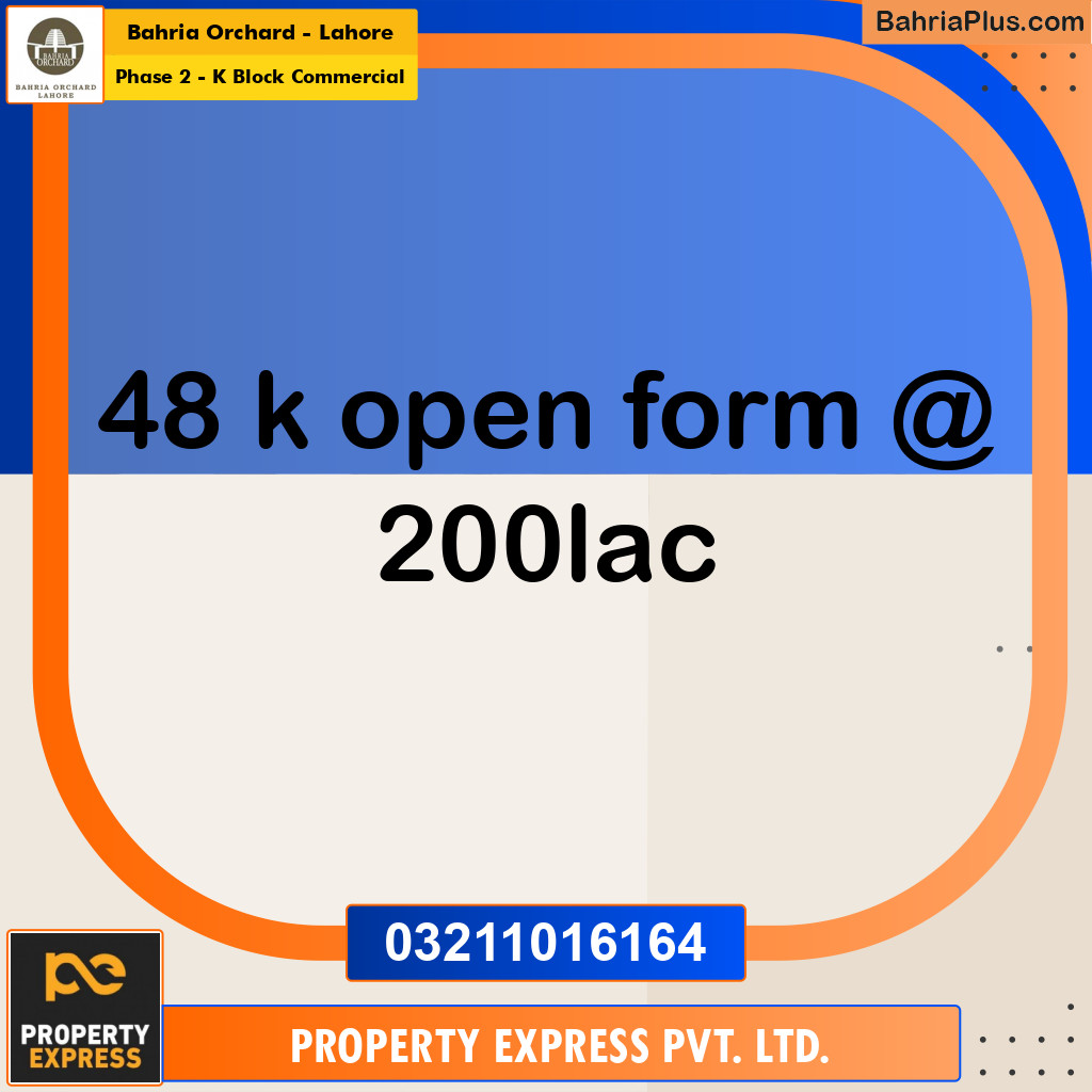 5 Marla Commercial Plot for Sale in Phase 2 - K Block Commercial -  Bahria Orchard, Lahore - (BP-250492)