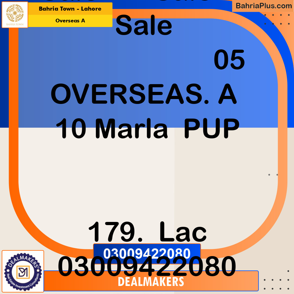 10 Marla Residential Plot for Sale in Overseas A -  Bahria Town, Lahore - (BP-250516)