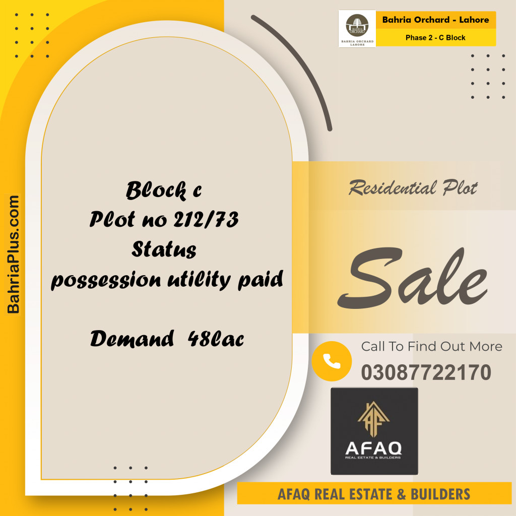 5 Marla Residential Plot for Sale in Phase 2 - C Block -  Bahria Orchard, Lahore - (BP-250521)