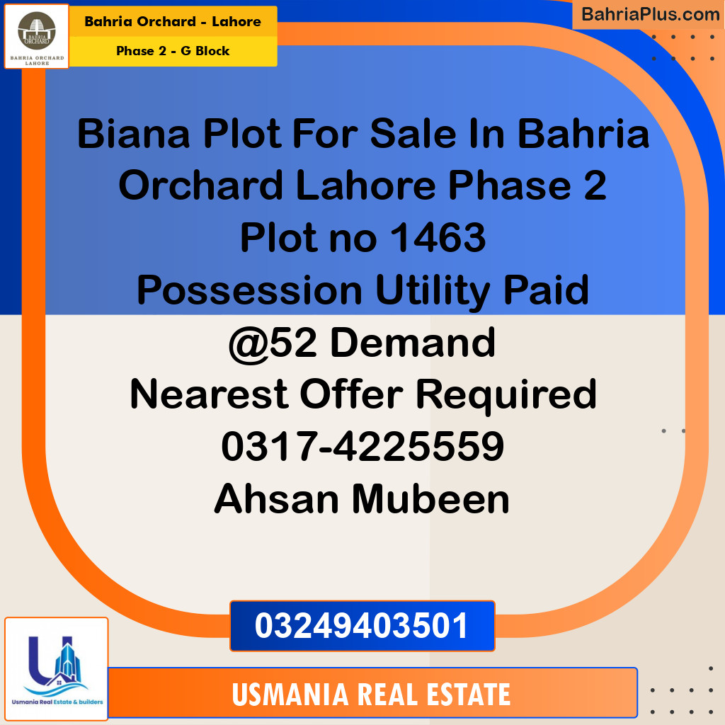 5 Marla Residential Plot for Sale in Phase 2 - G Block -  Bahria Orchard, Lahore - (BP-250527)