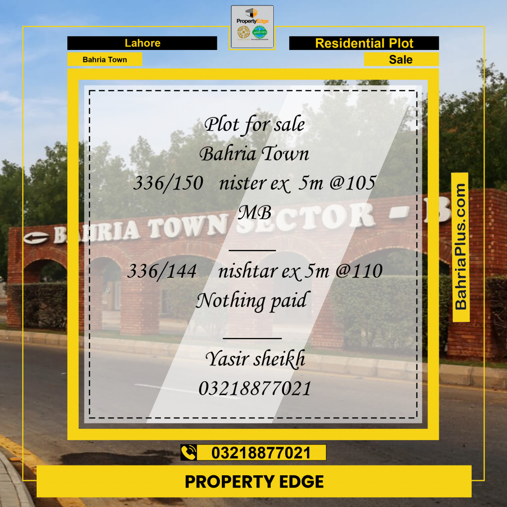 Residential Plot for Sale in Bahria Town, Lahore - (BP-250560)