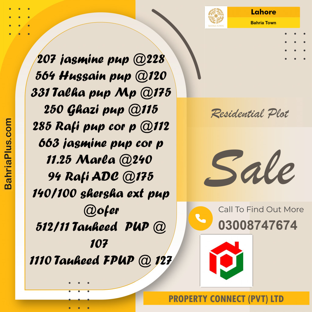Residential Plot for Sale in Bahria Town, Lahore - (BP-250578)