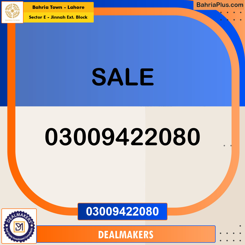 5 Marla Residential Plot for Sale in Sector E - Jinnah Ext. Block -  Bahria Town, Lahore - (BP-250609)