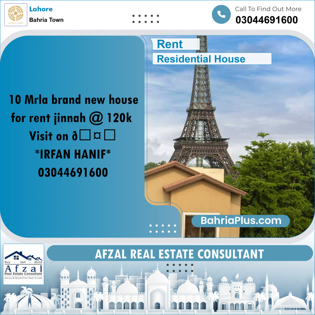 Residential House for Rent in Bahria Town, Lahore - (BP-250611)
