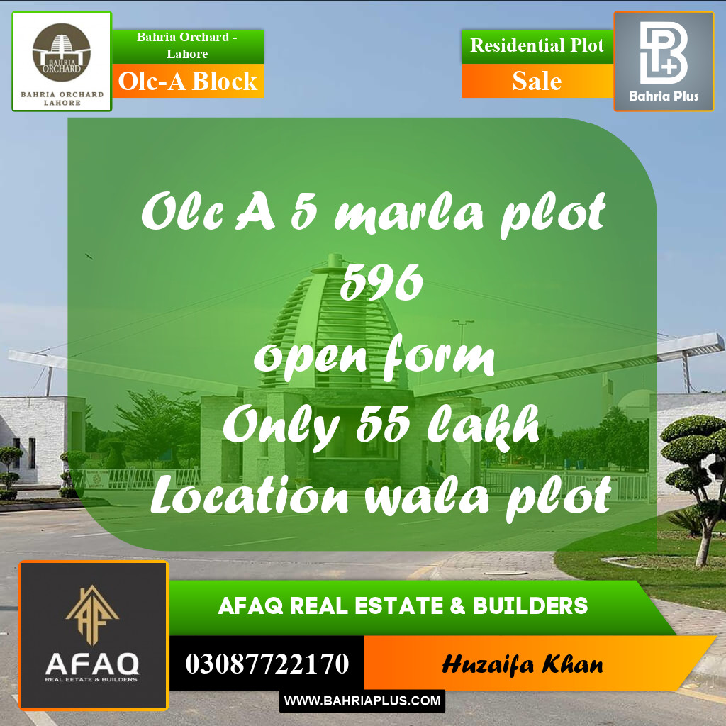 5 Marla Residential Plot for Sale in OLC-A Block -  Bahria Orchard, Lahore - (BP-250627)