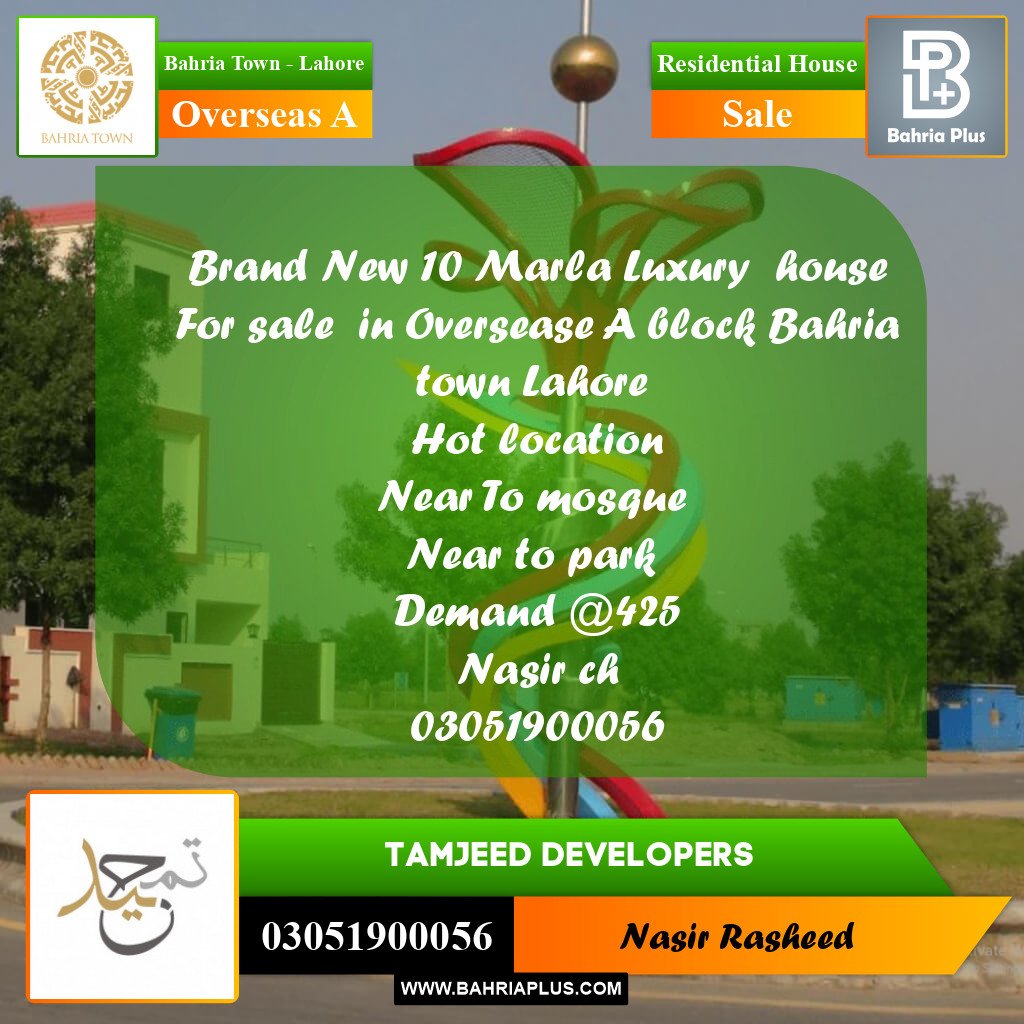 Residential House for Sale in Overseas A -  Bahria Town, Lahore - (BP-250668)