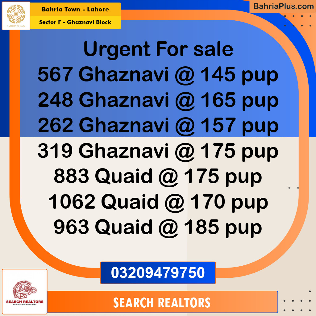 10 Marla Residential Plot for Sale in Sector F - Ghaznavi Block -  Bahria Town, Lahore - (BP-250735)