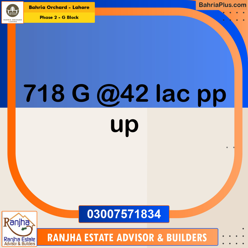 5 Marla Residential Plot for Sale in Phase 2 - G Block -  Bahria Orchard, Lahore - (BP-250761)