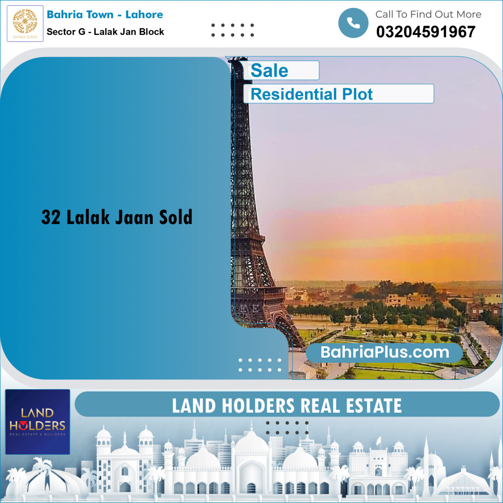 5 Marla Residential Plot for Sale in Sector G - Lalak Jan Block -  Bahria Town, Lahore - (BP-250771)