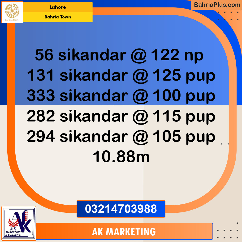 Residential Plot for Sale in Bahria Town, Lahore - (BP-250772)