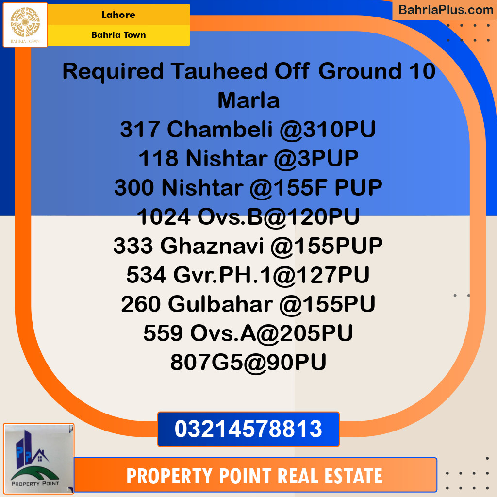 Residential Plot for Sale in Bahria Town, Lahore - (BP-250799)