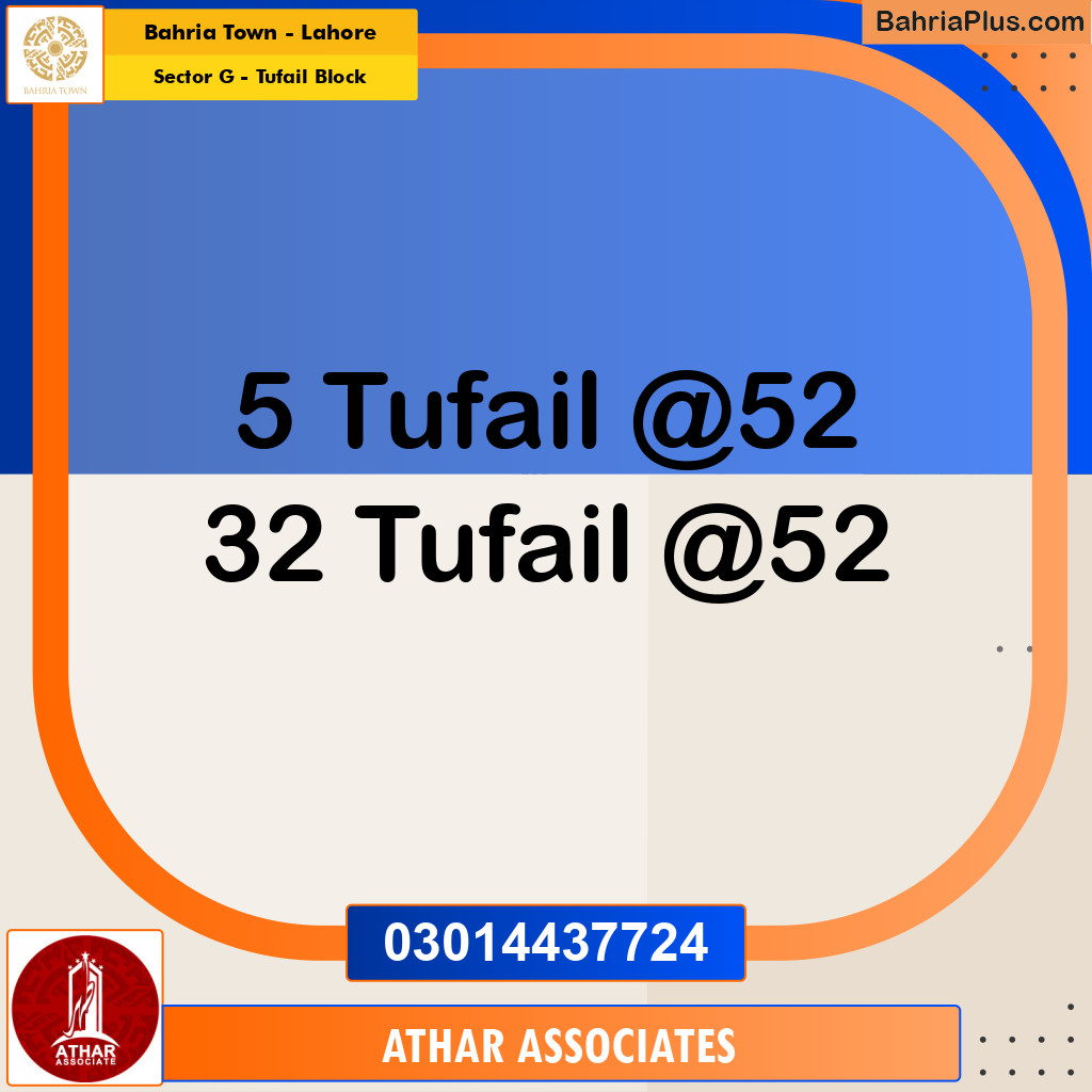 Residential Plot for Sale in Sector G - Tufail Block -  Bahria Town, Lahore - (BP-250844)