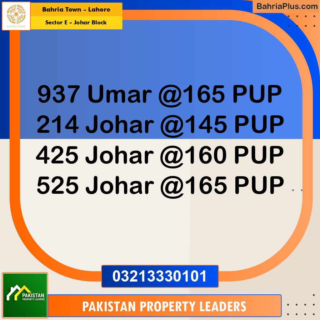 10 Marla Residential Plot for Sale in Sector E - Johar Block -  Bahria Town, Lahore - (BP-250951)