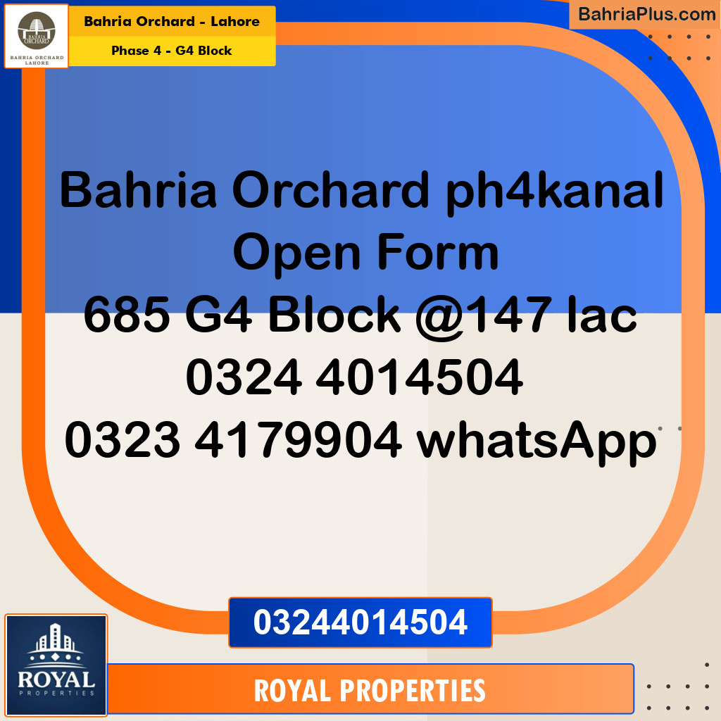 Residential Plot for Sale in Phase 4 - G4 Block -  Bahria Orchard, Lahore - (BP-250973)