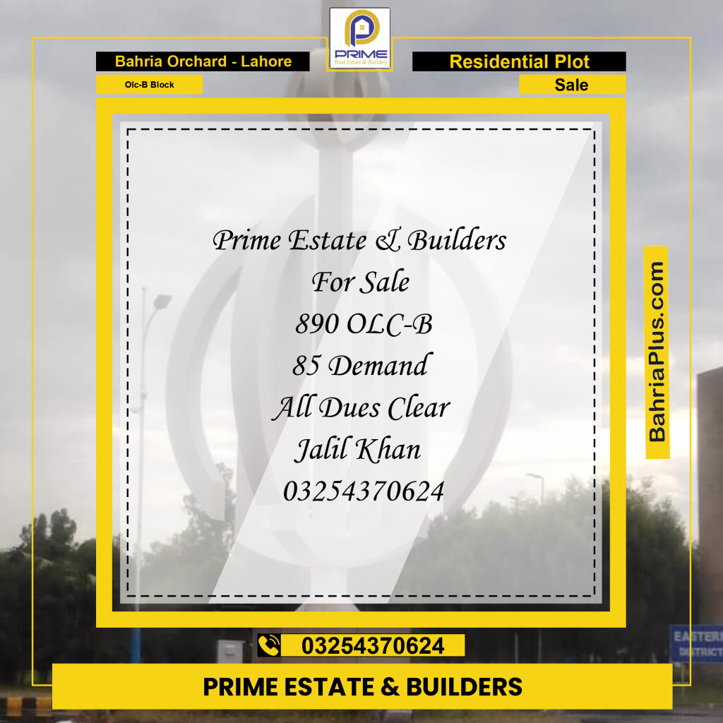 8 Marla Residential Plot for Sale in OLC-B Block -  Bahria Orchard, Lahore - (BP-250974)