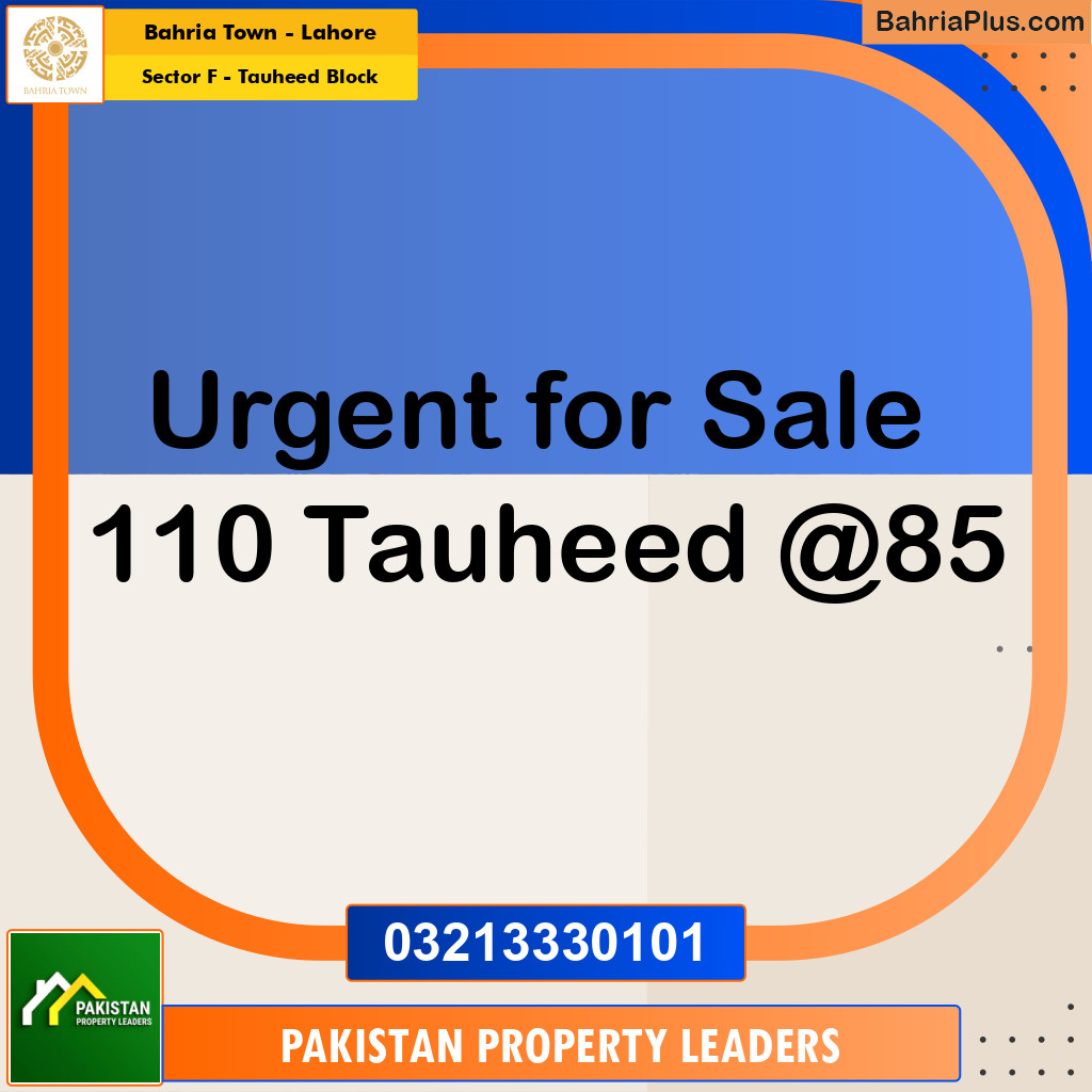 10 Marla Residential Plot for Sale in Sector F - Tauheed Block -  Bahria Town, Lahore - (BP-251029)