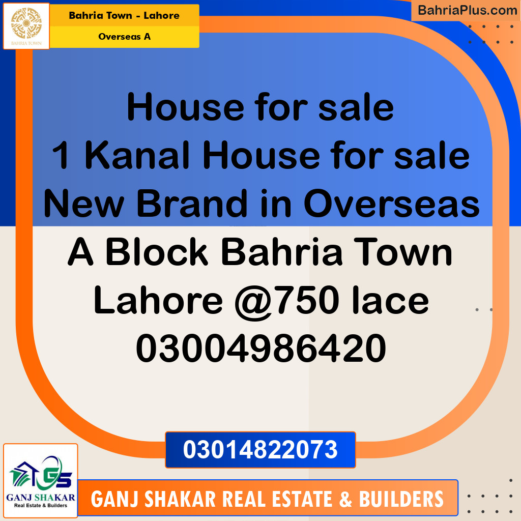 1 Kanal Residential House for Sale in Overseas A -  Bahria Town, Lahore - (BP-251041)