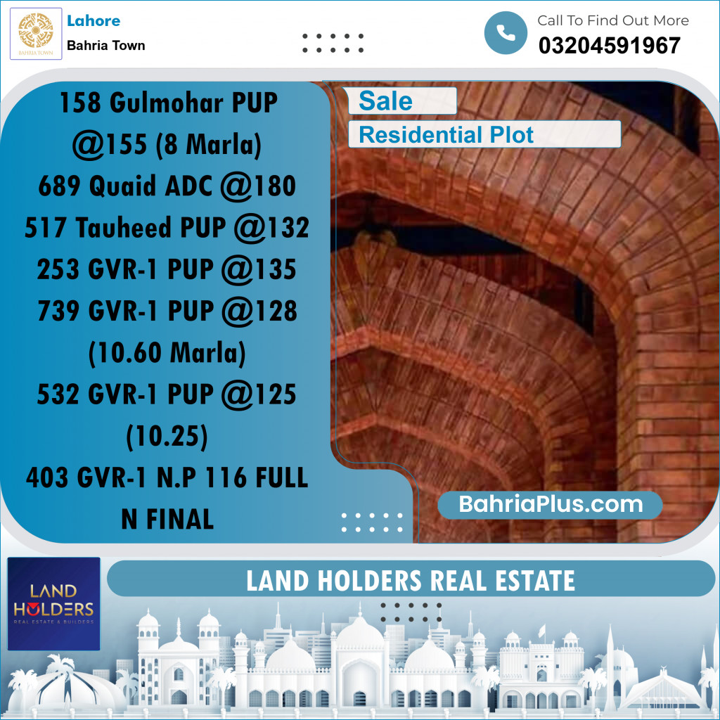 Residential Plot for Sale in Bahria Town, Lahore - (BP-251043)