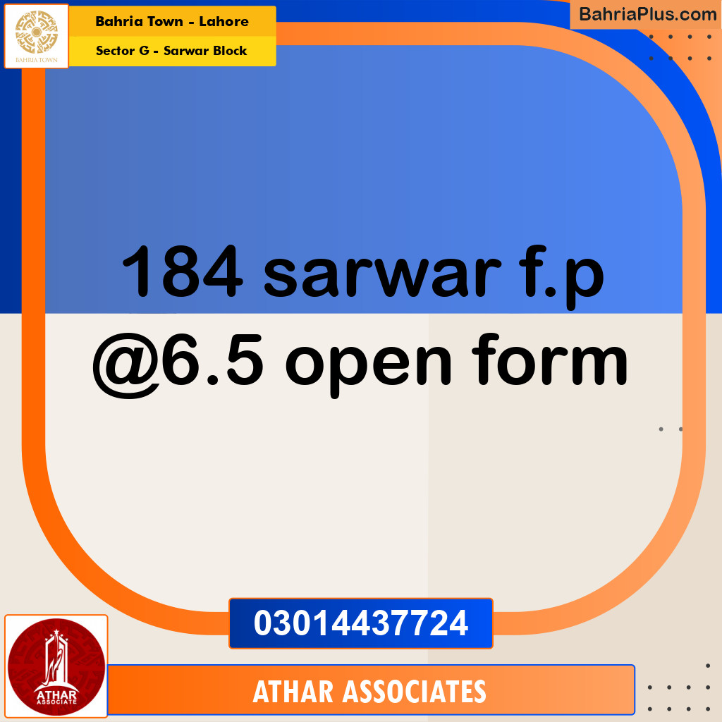 Residential Plot for Sale in Sector G - Sarwar Block -  Bahria Town, Lahore - (BP-251066)