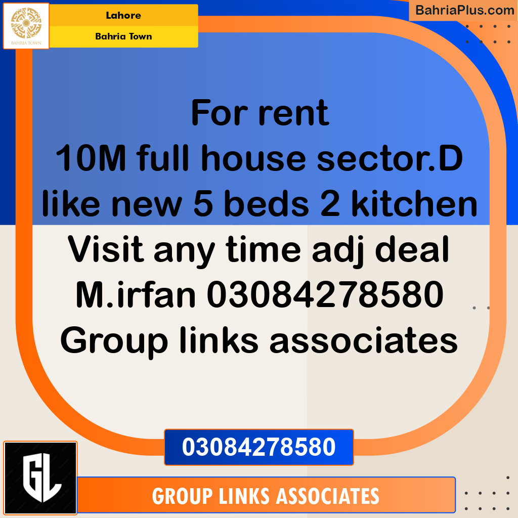 Residential House for Rent in Bahria Town, Lahore - (BP-251095)
