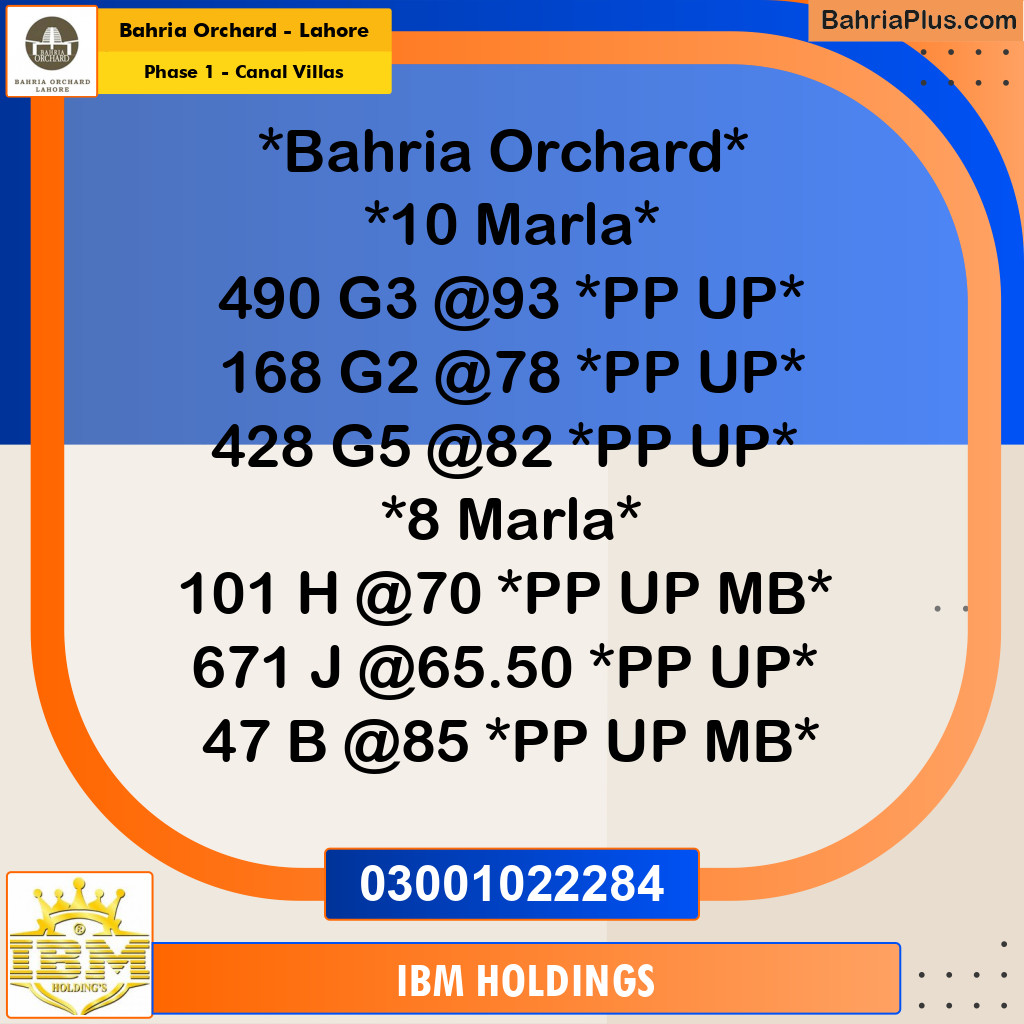 10 Marla Residential Plot for Sale in Phase 1 - Canal Villas -  Bahria Orchard, Lahore - (BP-251099)