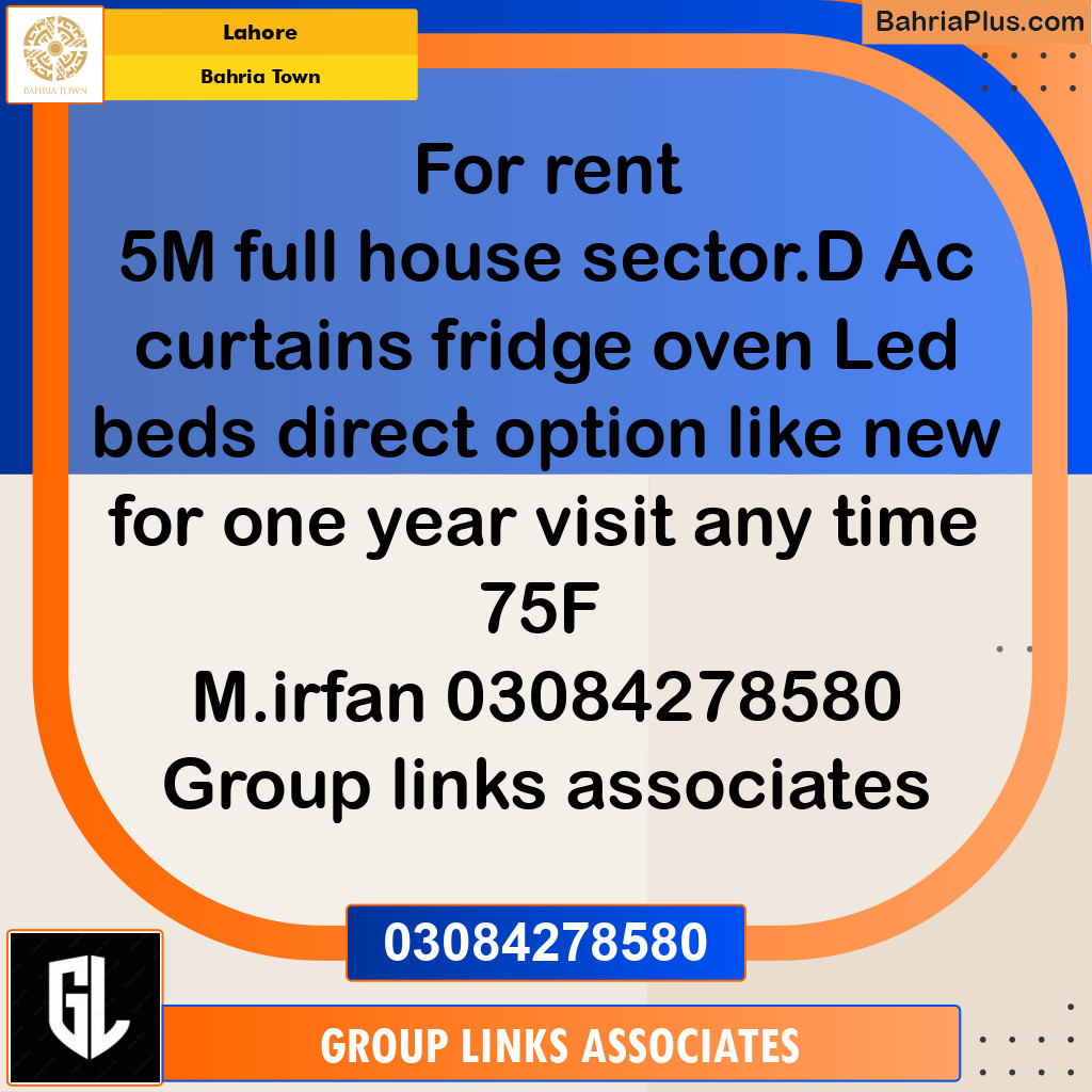Residential House for Rent in Bahria Town, Lahore - (BP-251103)