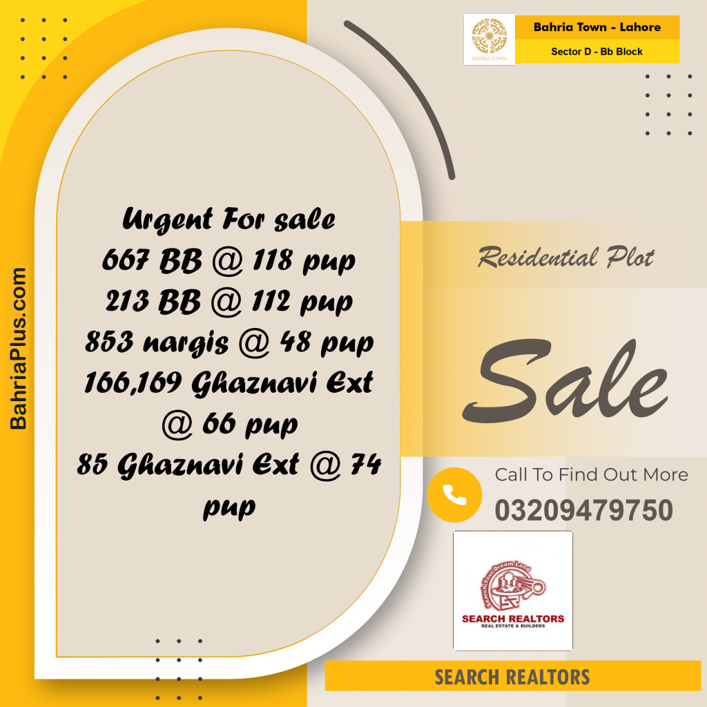5 Marla Residential Plot for Sale in Sector D - BB Block -  Bahria Town, Lahore - (BP-251136)