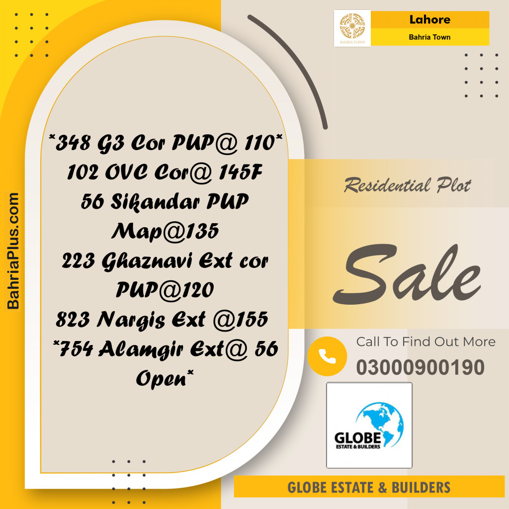 Residential Plot for Sale in Bahria Town, Lahore - (BP-251139)
