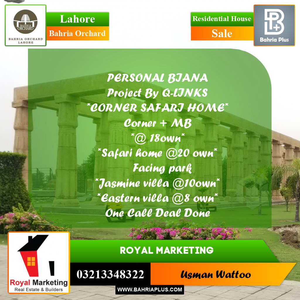 Residential House for Sale in Bahria Orchard, Lahore - (BP-251167)