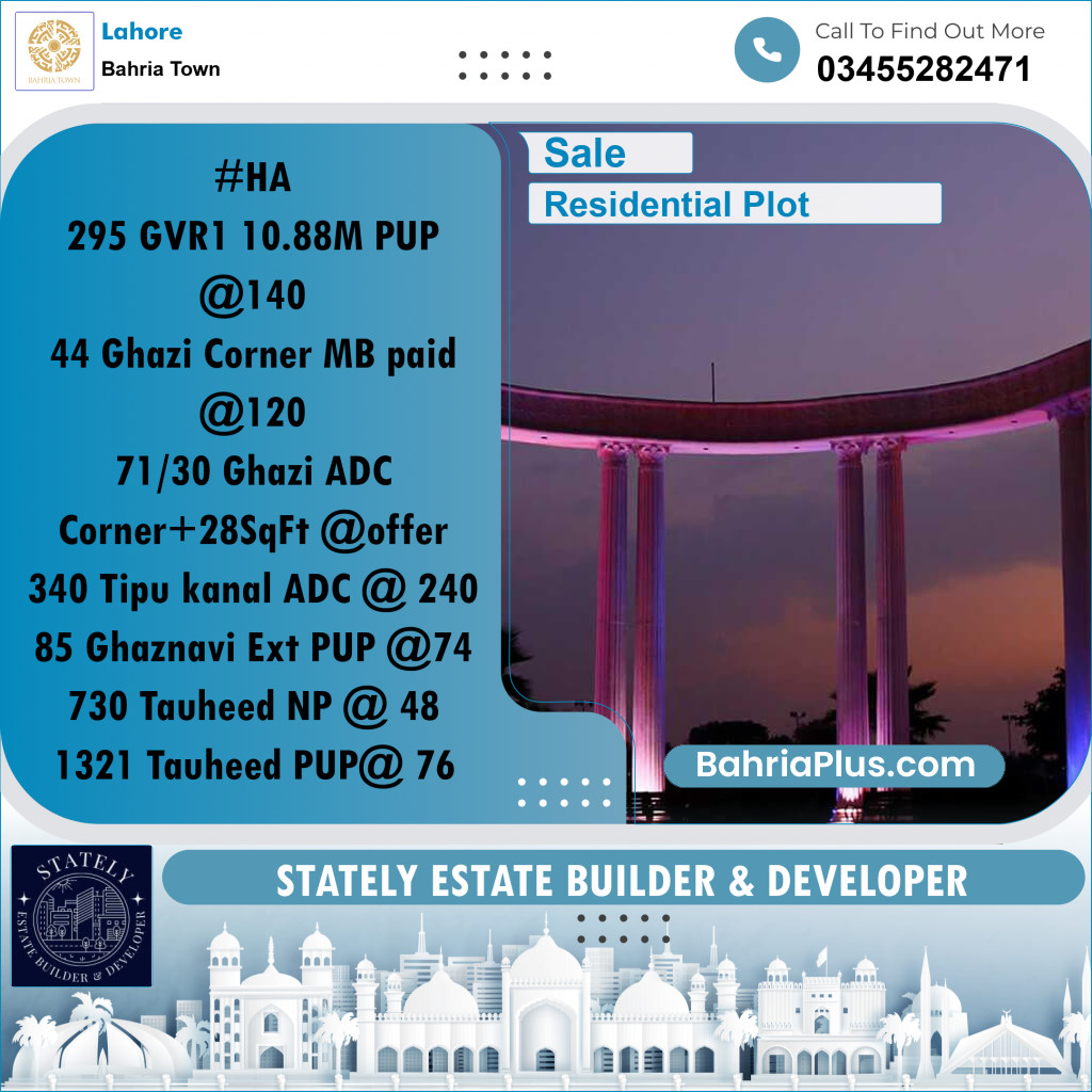 Residential Plot for Sale in Bahria Town, Lahore - (BP-251173)
