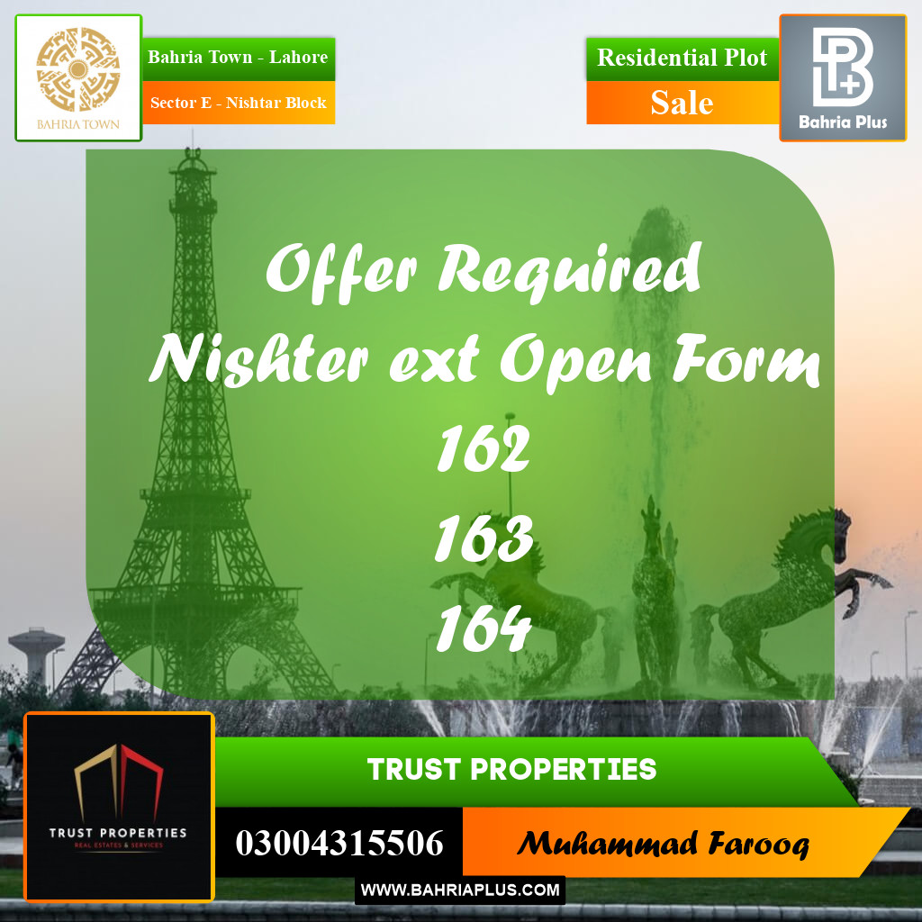 5 Marla Residential Plot for Sale in Sector E - Nishtar Block -  Bahria Town, Lahore - (BP-251217)