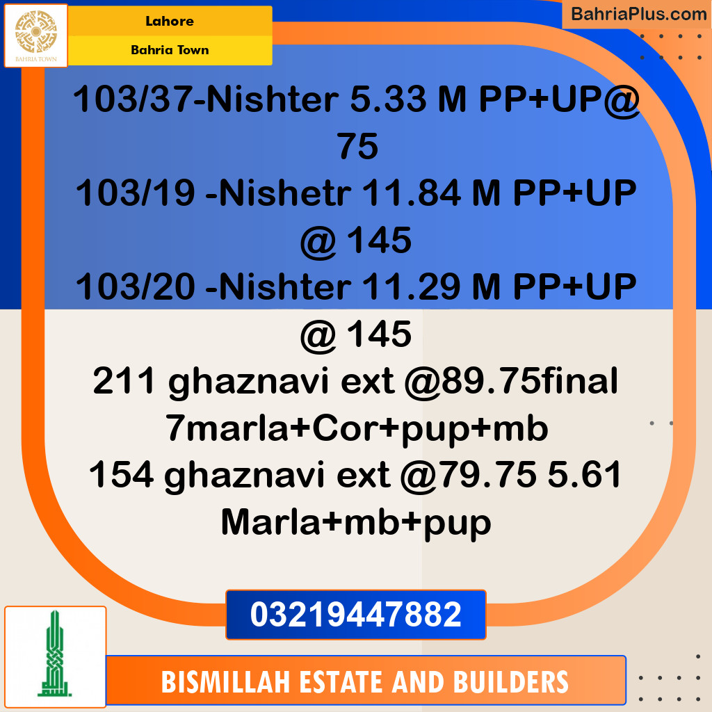 Residential Plot for Sale in Bahria Town, Lahore - (BP-251220)