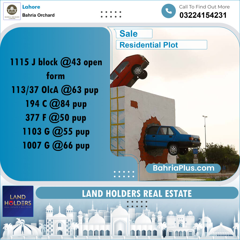 Residential Plot for Sale in Bahria Orchard, Lahore - (BP-251267)