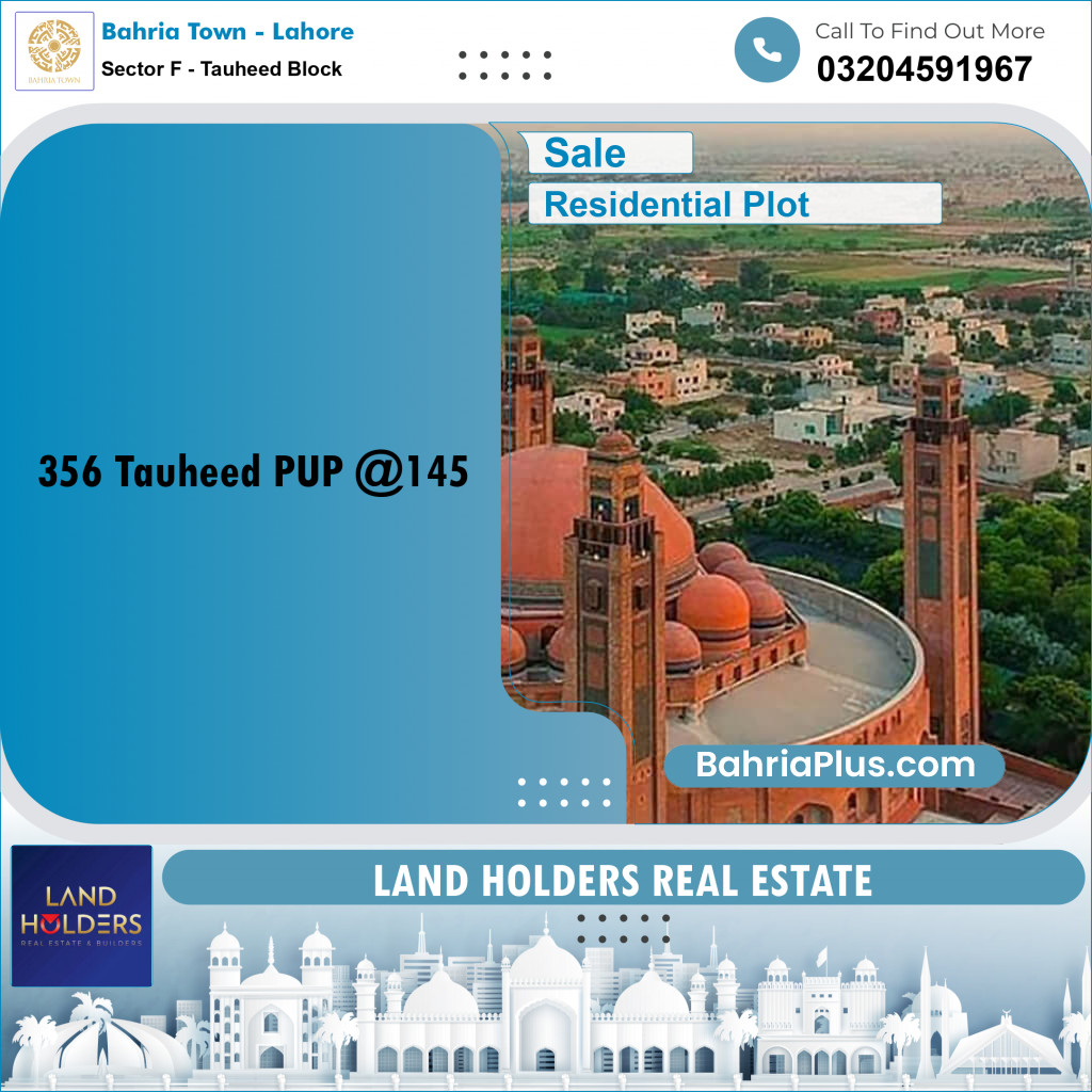 10 Marla Residential Plot for Sale in Sector F - Tauheed Block -  Bahria Town, Lahore - (BP-251273)