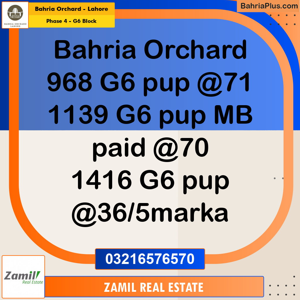 10 Marla Residential Plot for Sale in Phase 4 - G6 Block -  Bahria Orchard, Lahore - (BP-251294)