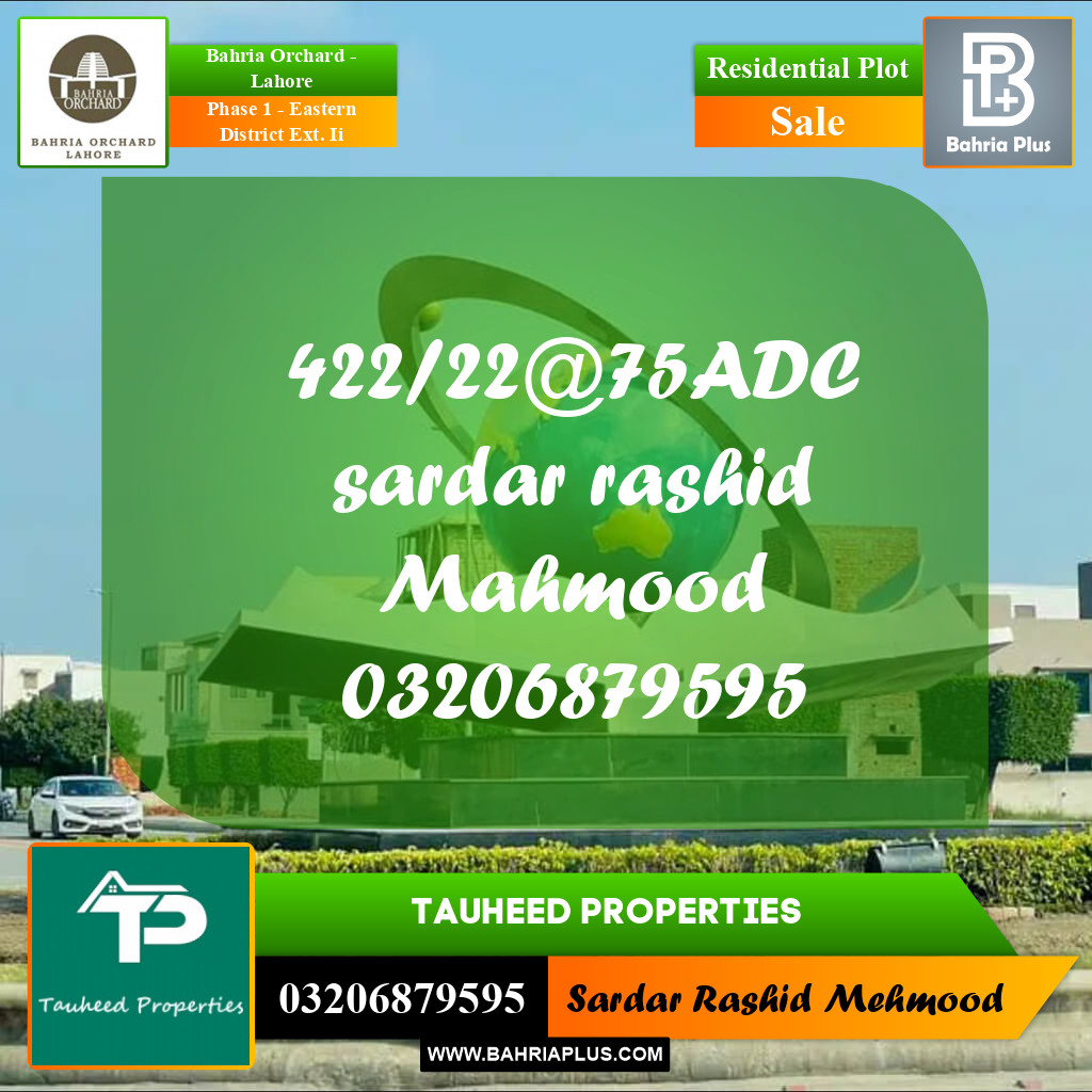 5 Marla Residential Plot for Sale in Phase 1 - Eastern District Ext. II -  Bahria Orchard, Lahore - (BP-251301)