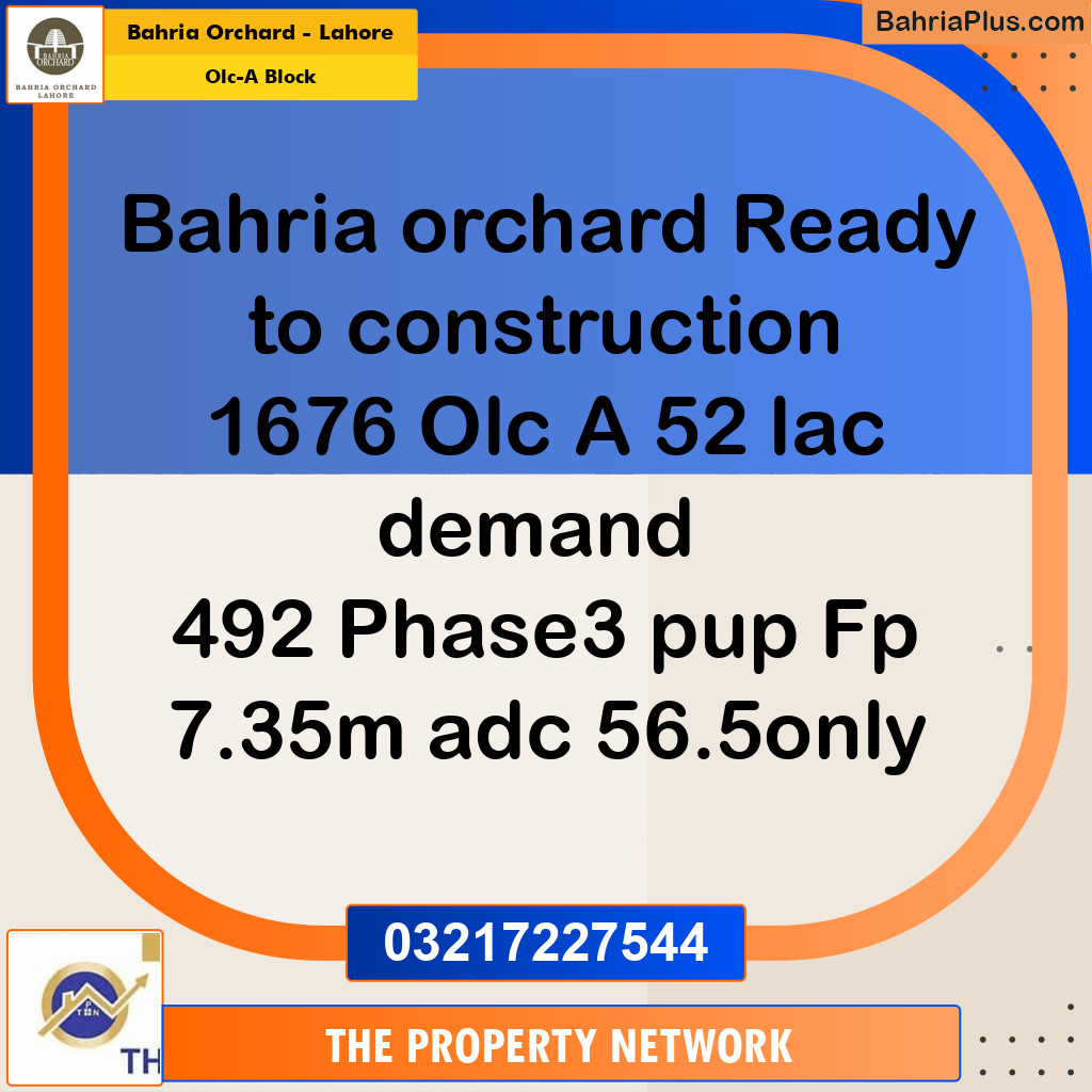 5 Marla Residential Plot for Sale in OLC-A Block -  Bahria Orchard, Lahore - (BP-251305)