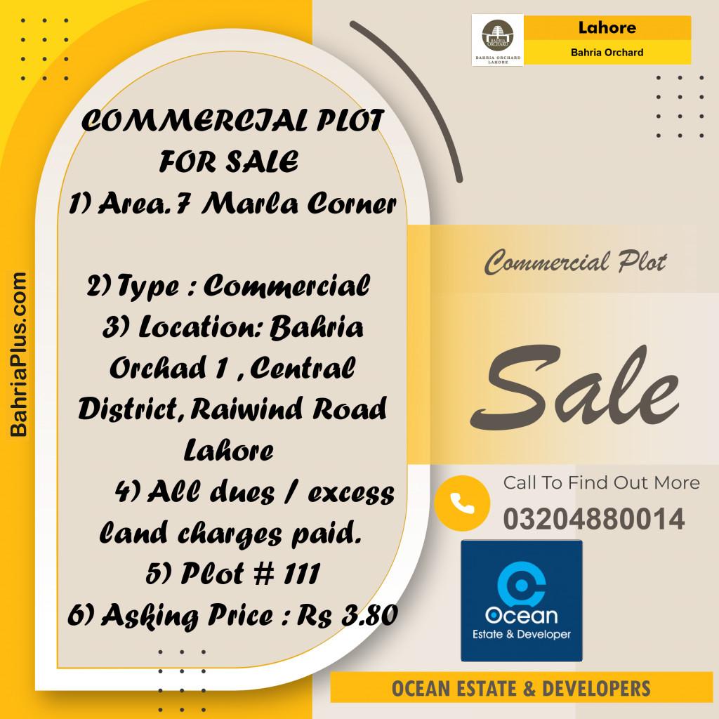 Commercial Plot for Sale in Bahria Orchard, Lahore - (BP-251306)