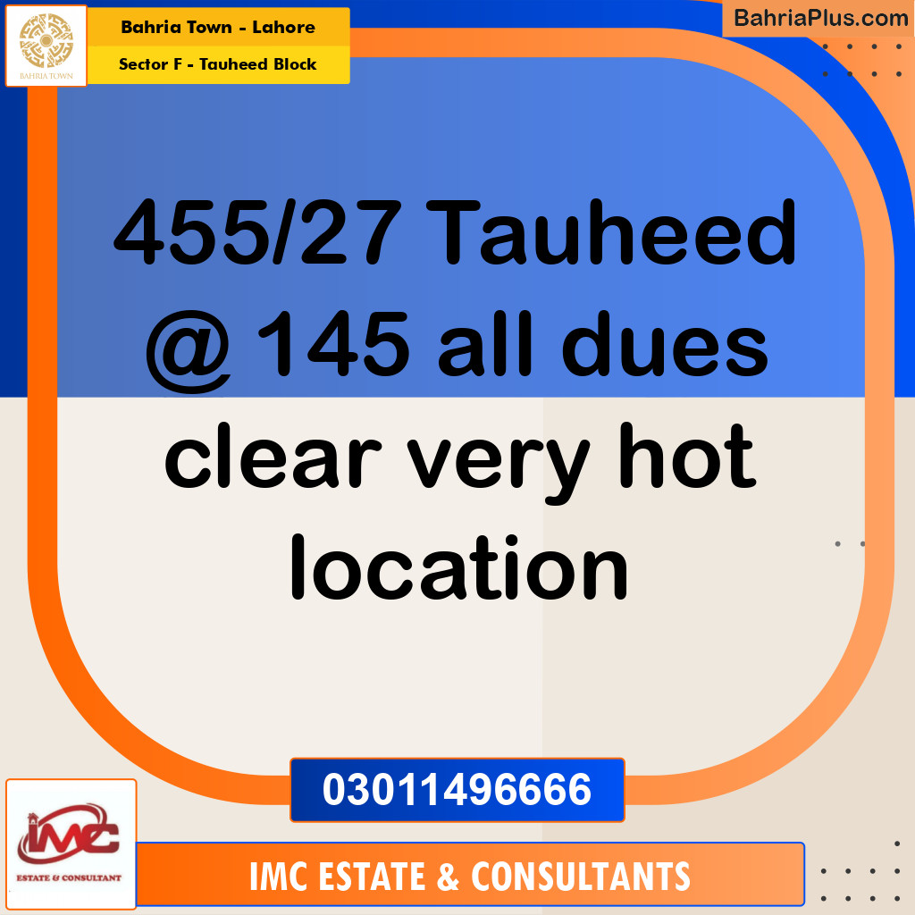 Residential Plot for Sale in Sector F - Tauheed Block -  Bahria Town, Lahore - (BP-251322)